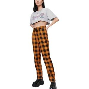 Bonnie COLLECTIF London Orange Check plaid Cigarette Trousers pants Emo 50s